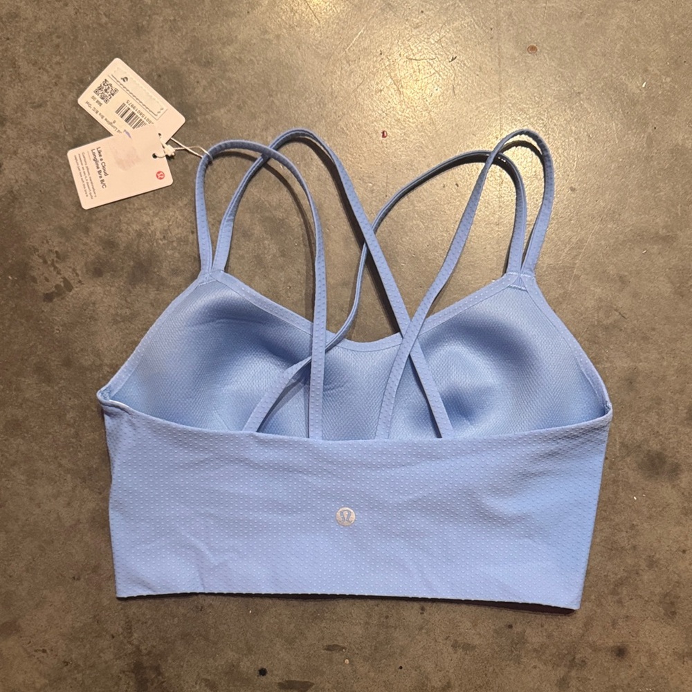 Light Blue Strappy Lululemon like a cloud longline B / C cup Sports Bra - Picture 3 of 4